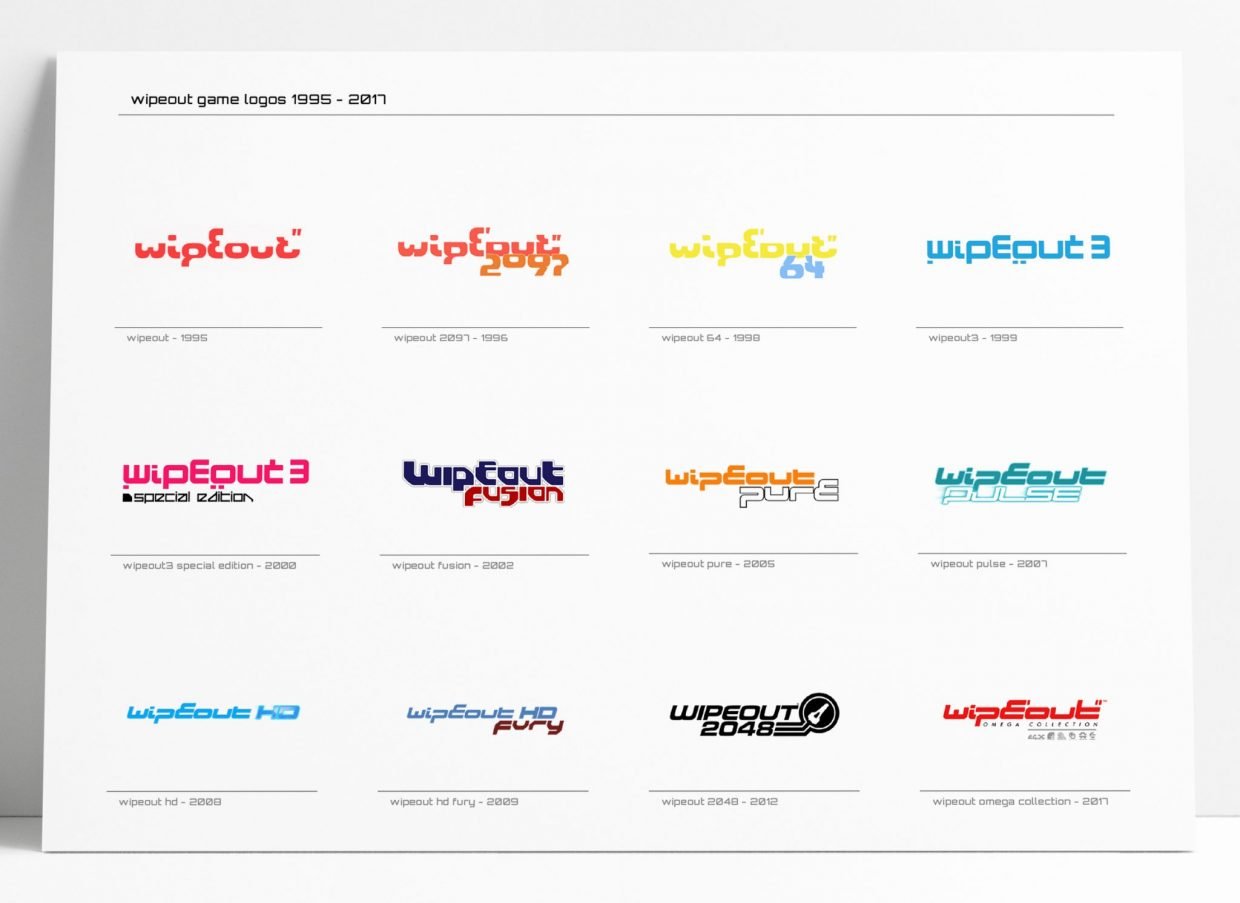 wipeout game logos 1995 - 2017 by the designers republic