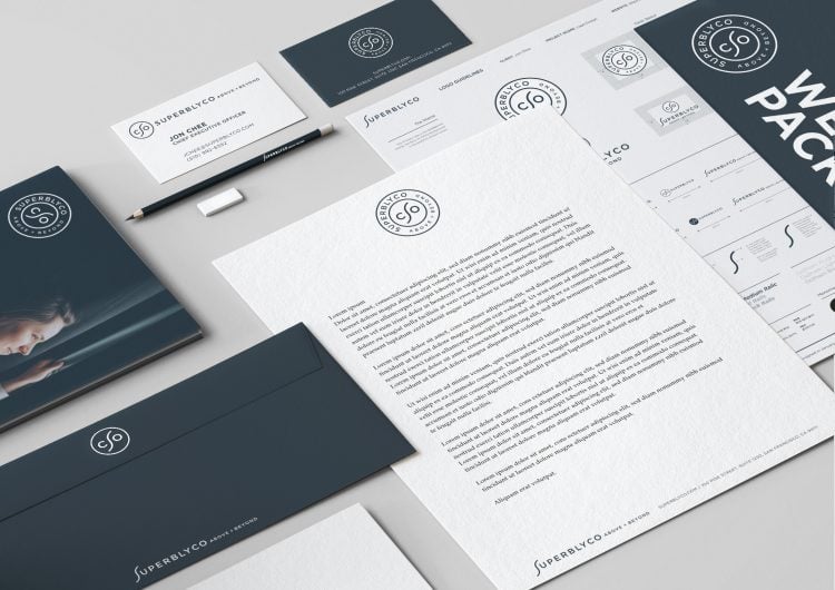 SuperblyCo Logo Brand Identity-Stationery design mockup 06 by the logo smith