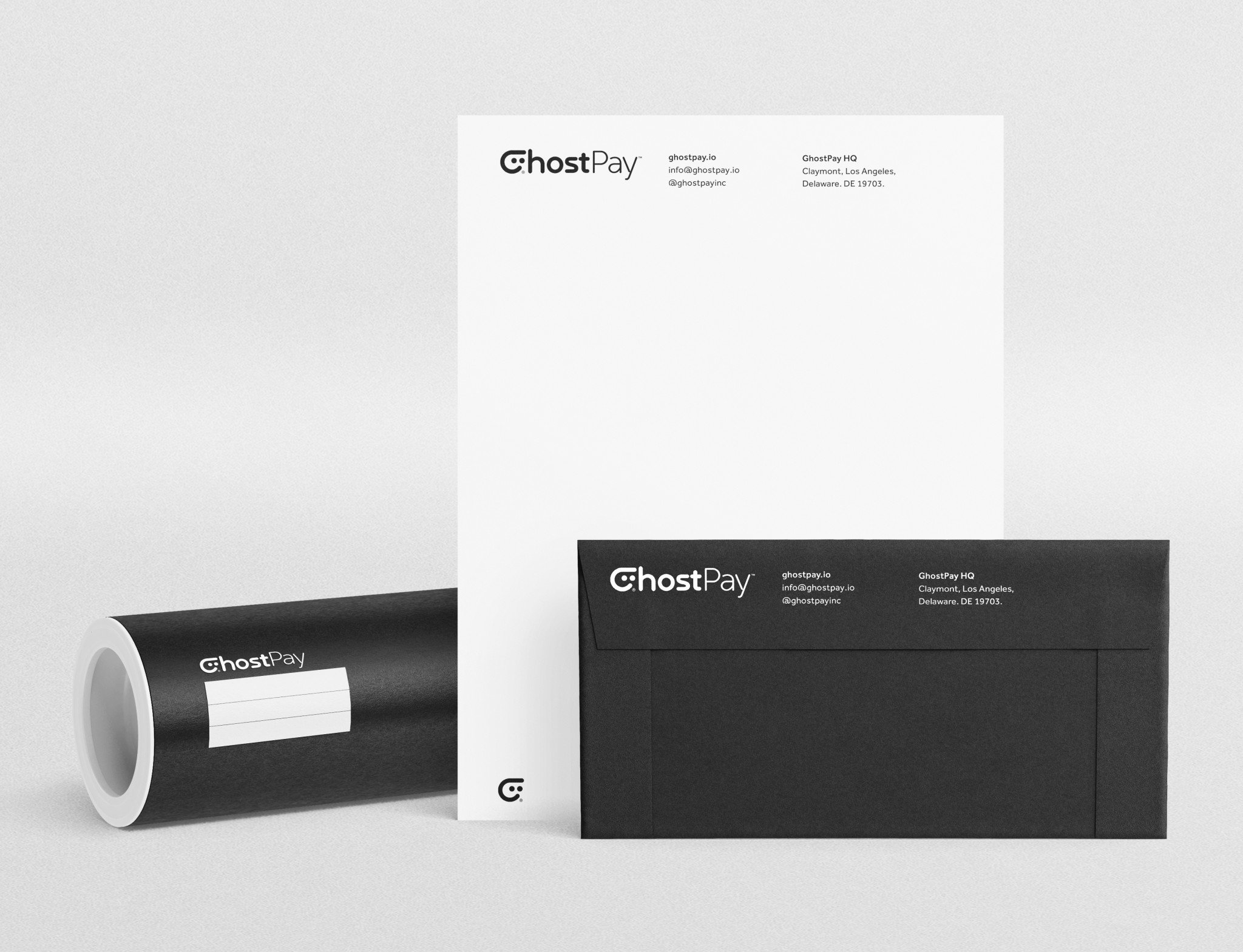 GhostPay Stationery Letterhead Roll Tube Designed by The Logo Smith