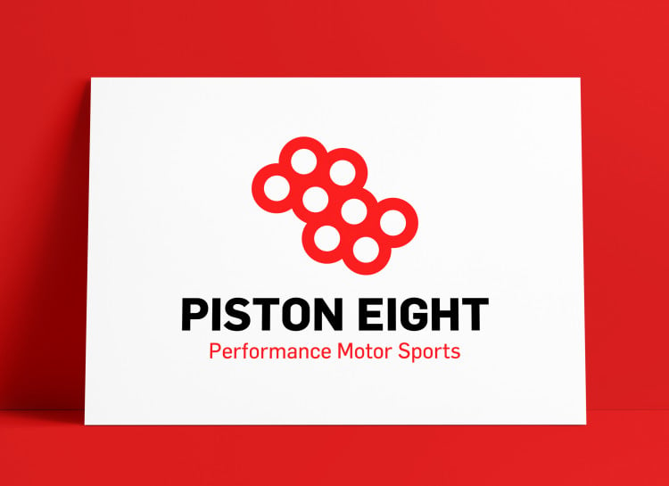 Piston Eight Performance Motor Sports car Logo for sale MockUp Poster The Logo Smith