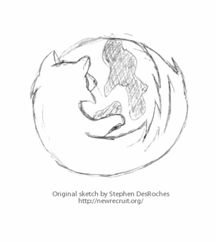 Firefox logo sketch by Stephen DesRoches