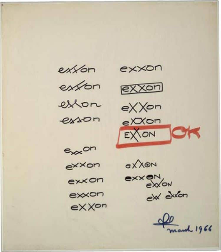 Exxon Logo Napkin Doodle Sketch by Raymond Loew