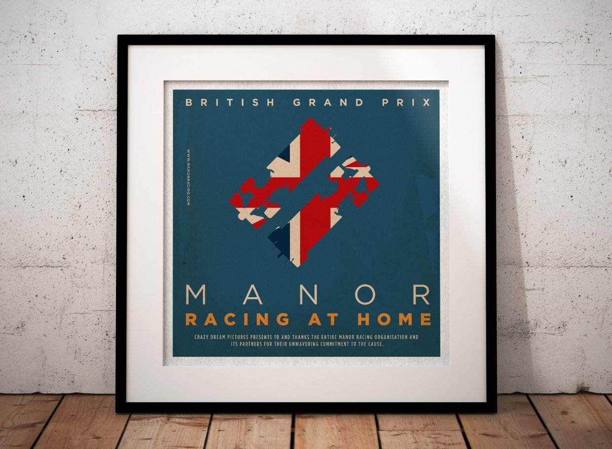 F1 Manor Racing Team 2016 Race Season Posters Square Format Framed Poster British GP - Manor Racing at Home - British Grand Prix