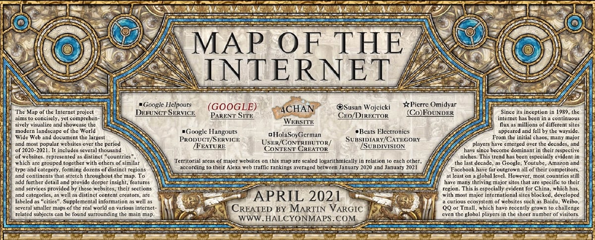 Map of the Internet 2021, by Martin Vargic at Halcyon Maps