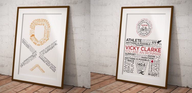 Outlaw Triathlon IronMan Personlisesd & Customised Typographic Posters for Commission