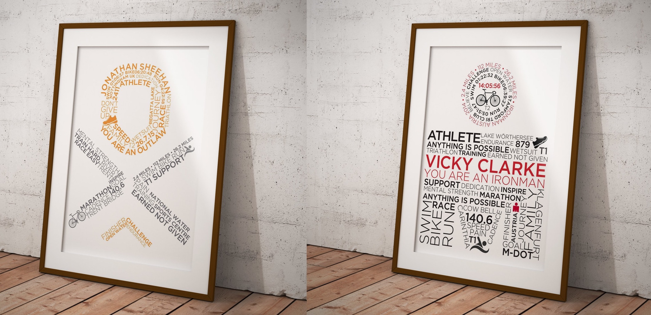 Outlaw Triathlon IronMan Personlisesd & Customised Typographic Posters for Commission
