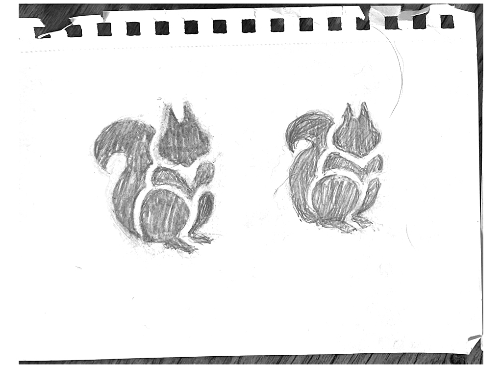 Pencil Sketches for Squirrel Logo Design by The Logo Smith