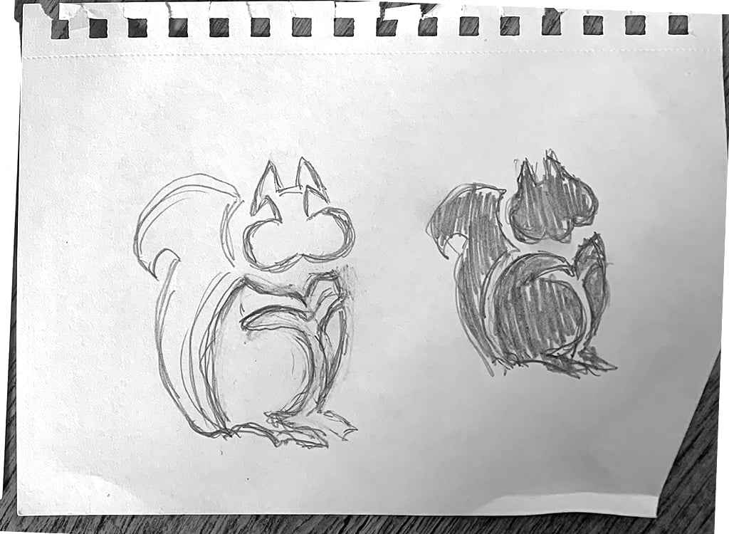 Pencil Sketches for Squirrel Logo Design by The Logo Smith
