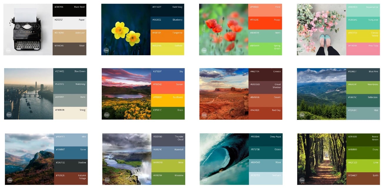 100 Beautiful Colour Swatches and Combinations by Canva